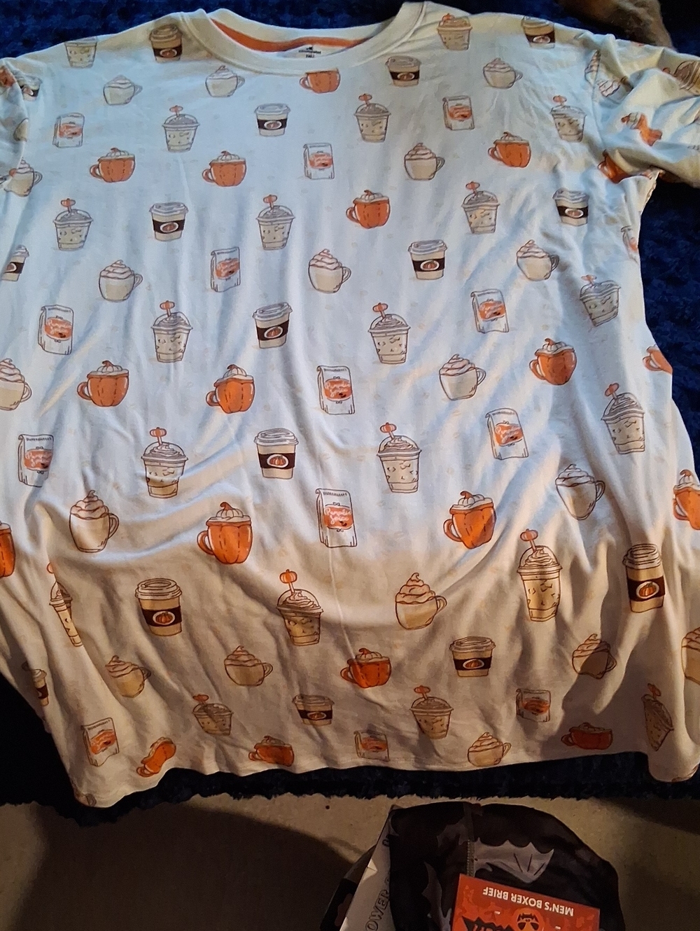 Cozy Beverage Print Home Womens Nightgown - White & Orange